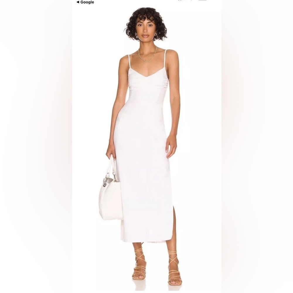 L*Space White Sheath Maxi Dahlia Dress Sweetheart Neckline, size Large, new